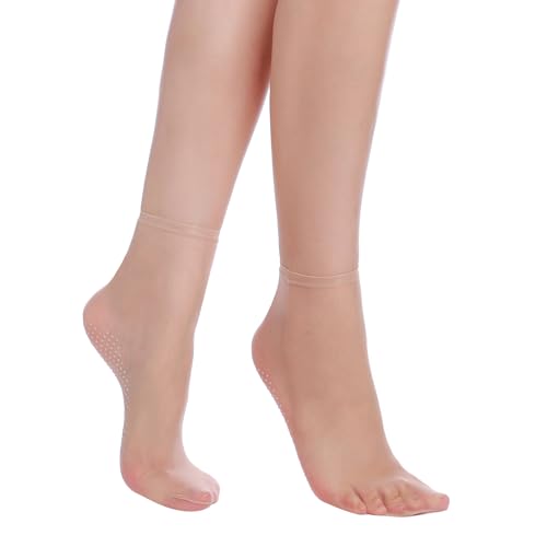 YAGAXI Women's Sheer Ankle Nylon Grip socks - 9 Pack 20D Reinforced Toe Sticky Hosiery Non Slip Everyday Grippers socks4