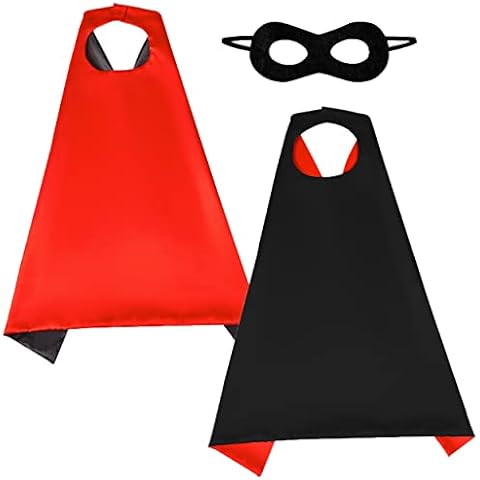 REDSTAR Children's Double Sided Red and Black Cape and Mask - Superhero, Halloween or Masquerade Fancy Dress for Children, Dressing Up Cloak, Cosplay for Boys & Girls, Party Costume Cover