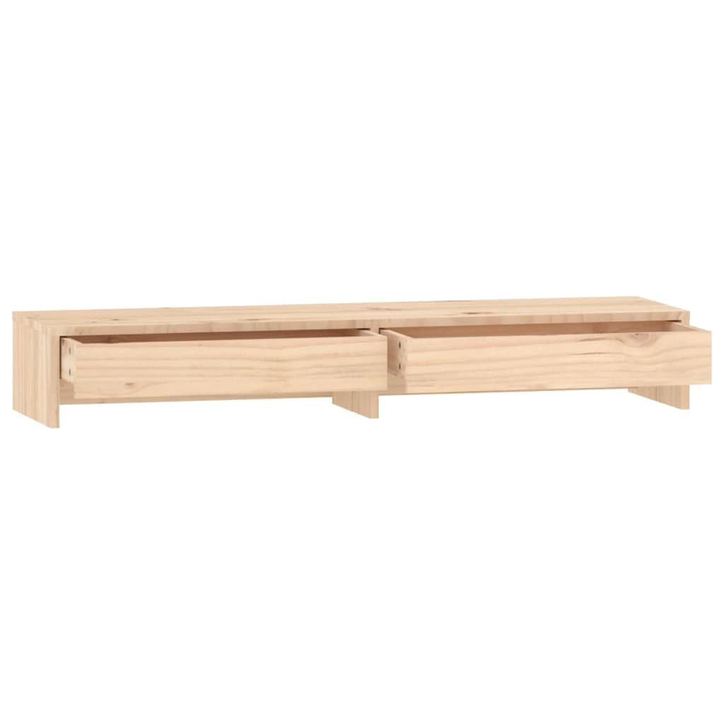 Supporto per monitor in legno di pino massiccio, 100 x 27 x 15 cm, ergonomico, per scrivania per computer, scrivania, PC, supporto con spazio e cassetti, per ufficio, casa, gaming