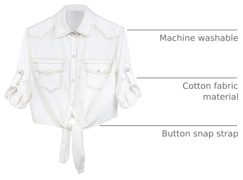 Image of SeekMe Womens Modern Denim Shirts Tie Front Crop Top Chambray Jean Shirts