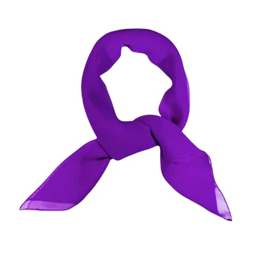 WESTEND CHOICE Foulards carrés en mousseline de soie pour femme - Écharpe unie rétro des années 50 - Bandana léger - 65 x 65 cm, violet, taille unique