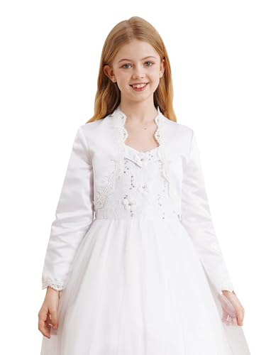 JEYPINMI Kids Satin Bolero Shrug Shawl Tops Flower Girls Wedding Bridesmaid Banquet Formal Dress Cover Up
