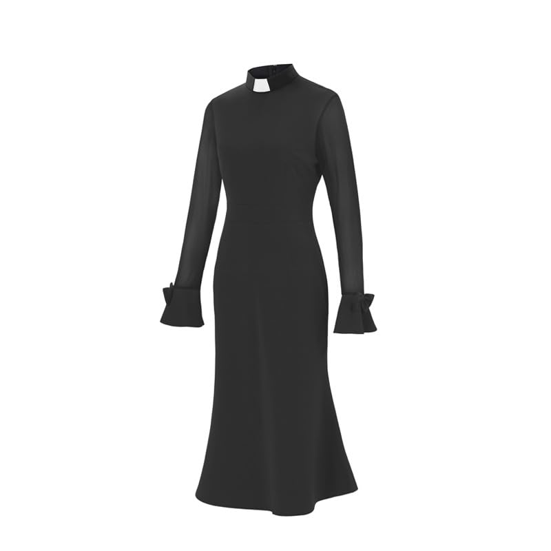 Clergy Dresses for Women Church Dresses for Minister Vintage Wear to Work with Tab Collar3