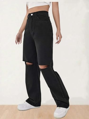 Image of KOTTY Women's High-Waist Button Relexed Fit Casual & Stylish Denim Jeans