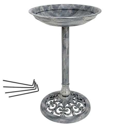 DIVCHI Bird Bath for Garden Freestanding Birdbaths Wild Birds Baths Feeder Bowl Pedestal Birdbath for Outdoors Patio Yard & Lawn Décor (Grey Classic Bird Bath)