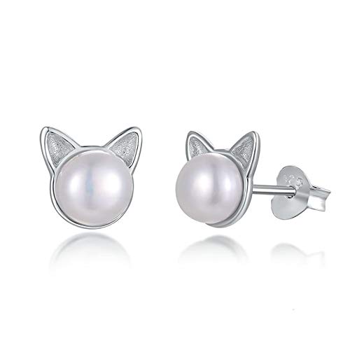Pendientes de perlas coreanas de agua dulce y plata 925 para regalar