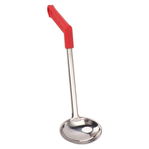 XHTLLO Stainless Steel Soup Ladle with Anti Scald Plastic Handle, Multifunctional Curved Handle Kitchen Ladle for Home Cooking, Sturdy(50ML)