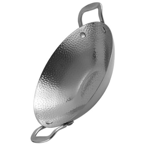 TOMETURE Olla Transferencia de Calor Uniforme Doble Asa de Acero Inoxidable de Cocina Sartén Textura Martillada para Hot Pot en Hogar y Restaurante