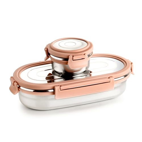 GANESH Oval Stainless Steel Airtight Leak-Proof Lunch Box for Office, School, Picnic - 750 Ml - Pink (B0D4718MJ6) Amazon Price History, Amazon Price Tracker