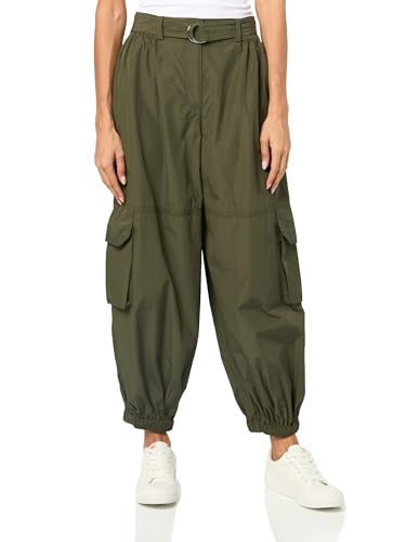Derek Lam 10 Crosby Tamsin POPLIN Balloon Cargo Pant, Fatigue, M