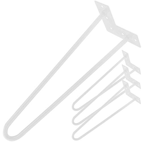 PrimeMatik - Pies para Mesa y Mueble Patas en Acero 2 Varillas 71 cm Blanco 4-Pack