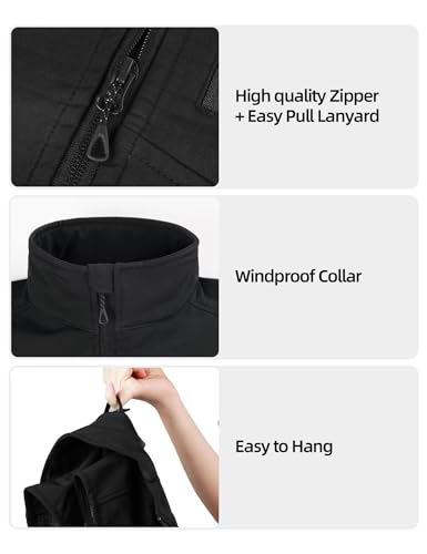 Image of Men's Windproof Vest Lightweight Casual Fleece-lined Softshell Sleeveless Jacket for Travel Hiking Running Golf