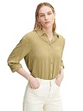 TOM TAILOR Damen Bluse mit Turn-Up Ärmeln 1030337, 28723 - Moderate Olive, 32