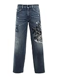  Love Moschino New Boy Fit 5-Pocket Trousers in 100% Cotton Denim, Vintage, with Sand Wash And rips Pantaloni Casual, Zzsw1984, 26 Donna