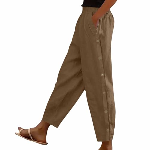 Pantalon fluide femme été confortable anti-transpiration taille élastique