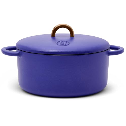 Image of Great Jones 3.5 Quart Enameled Cast Iron Dutch Oven Pot w /Lid (Blueberry)