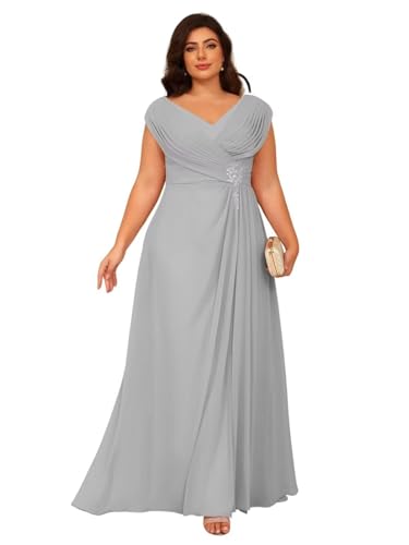 Image of Clothfun Simple V Neck Mother of The Bride Dresses Lace Appliques Chiffon Sleeveless Mother of The Groom Dress CYN014
