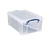 Really Useful Box 9 Liter Plastic Stackable Storage Container with Snap Lid & Built-in Clip Lock Handles for Home or Office Organization, Clear