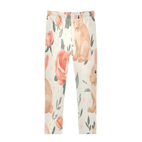 Toddler Girls Leggings Printed Yoga Pants Leggings Rabbit Rose for Kids