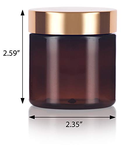 (24 pack) 4 oz Amber PET Plastic Jar with Gold Metal Overshell Lid2