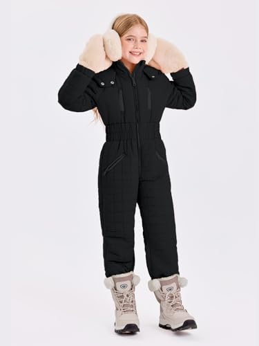 Image of Haloumoning Kid Snowsuit Girls Hooded Waterproof Insulated Ski Suit