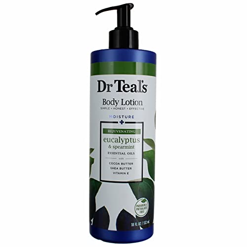 Dr Teal's Body Lotion - Moisture Plus - Rejuvenating Eucalyptus & Spearmint Essential Oils, 18 Fl Oz 2-Pack (36 Fl Oz) #TOP3