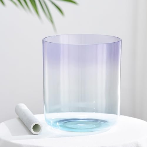 CVNC 432Hz 6 Inch F Note Sea and Lavender Crystal Singing Bowl Heart Chakra for Sound Healing and Meditation