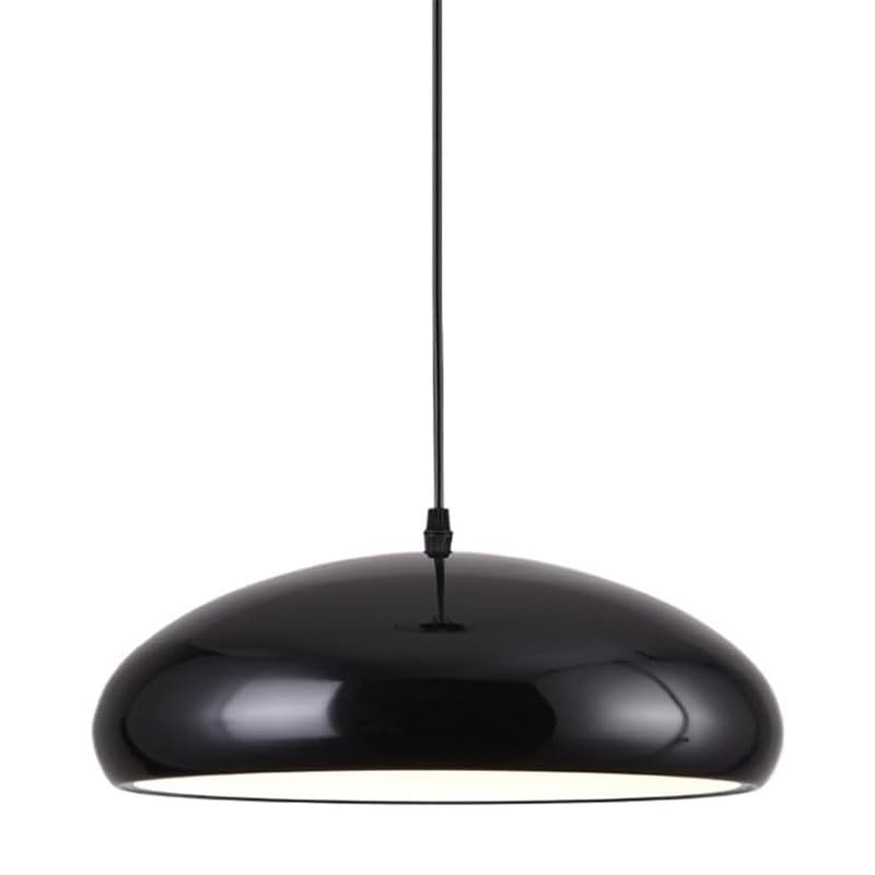 Lampe suspendue dôme E27 lustre réglable en fil métal et aluminium noir de 13,7"