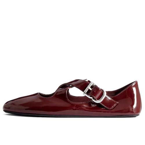 Women's Cross Ballet Flats Round Toe Buckle Ballerina Flats Comfort Mary Jane Flat Business Casual Flats Shoes2