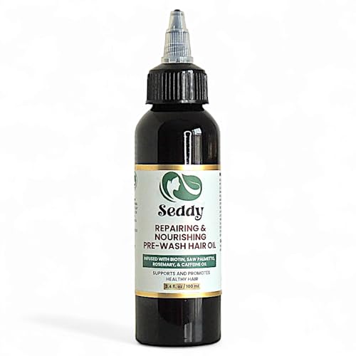 Image of Seddy Pre-Wash Nourishing Treatment Oil for Dryness, Breakage, Split Ends With Castor, Biotin, Coconut, Rosemary, Caffeine Oil, Hair Strengthening Elixir - 3.4 Fl. Oz