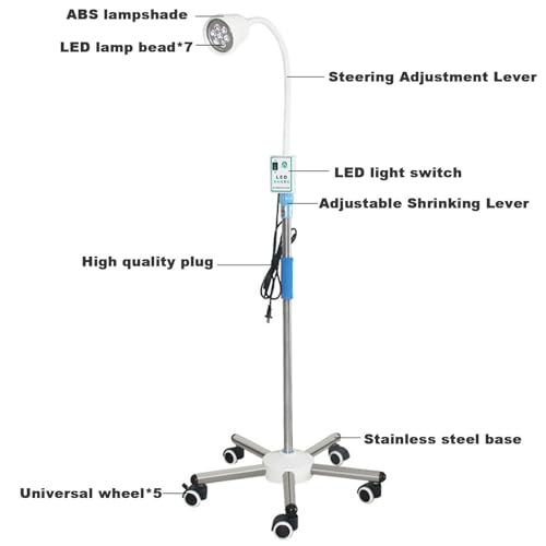 Lampe d'examen gynécologique LED mobile réglable en hauteur