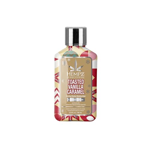 Hempz Mini Toasted Vanilla Caramel Body Lotion, Moisturizer for men and women, Holiday Gifts, 2.25 oz