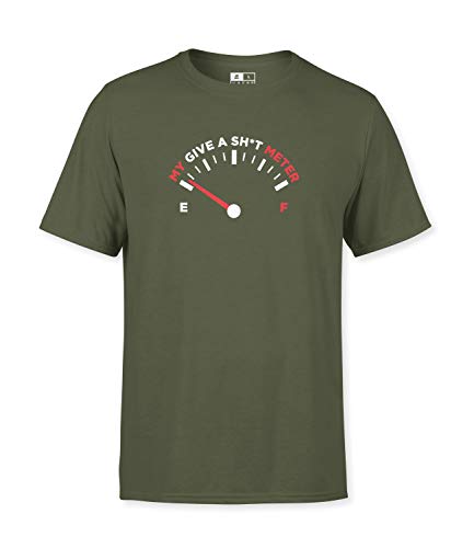 T-shirt My Give A Sh*t Meter vert imprimé humoristique taille Small en coton confortable
