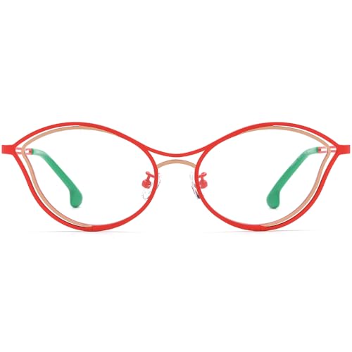 Image of FONEX Colorful Pure Titanium Glasses Frame Women Retro Round Eyeglasses