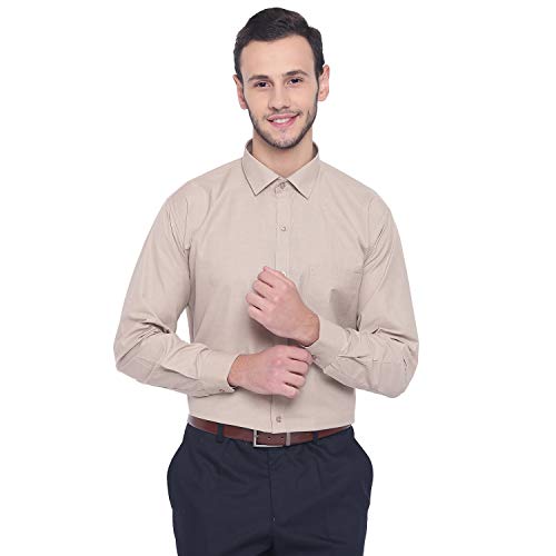 Image of MANQ Men's Regular Fit Cotton Formal Shirt, Full Sleeves, Spread Collar, Button-Down, Office, Business & Casual Wear