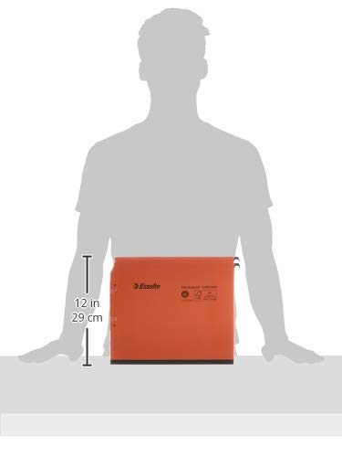 Esselte Kori Lot De 25 Dossiers Suspendus A4 Verticaux Orange – Capacité 100 Feuilles, Fond En V, Entraxe 330 Mm, Porte-étiquette, 100% Recyclé