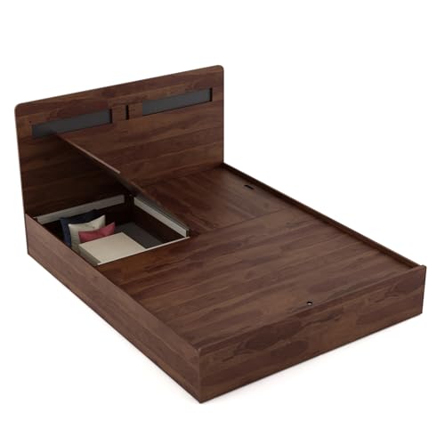 Image of Spacewood Dornik Bed |Queen Size (78 X 60) Engineered Wood Bed with 3 /4th Hydrulic Lifton Storage | 3 Year Warranty | Modern Design |Engineered Wood | Sheesham