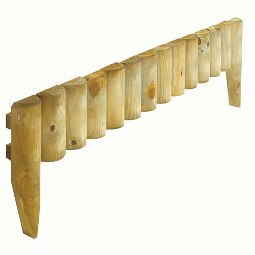AJ Wooden Garden Fence Log Roll Border Edging 1M Natural Decorative Lawn Edging Picket Fence
