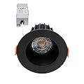 Maxxima 2 in. Ultra-Thin Recessed Anti-Glare LED Downlight - Canless IC Rated, 550 Lumens, 5 Color Temperature Selectable 2700K/3000K/3500K/4000K/5000K, Dimmable, Round Black Trim, 90 CRI, J-Box Incl