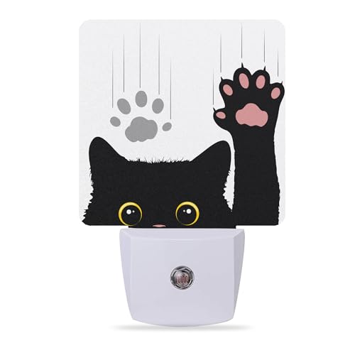 Image of Black Cat Night Light,Cute Funny Cat Night Lights Plug into Wall for Boys Girls, Led Lamp for Stairway /Hallway /Bedroom 0.5W Nightlight Sleep Friendly