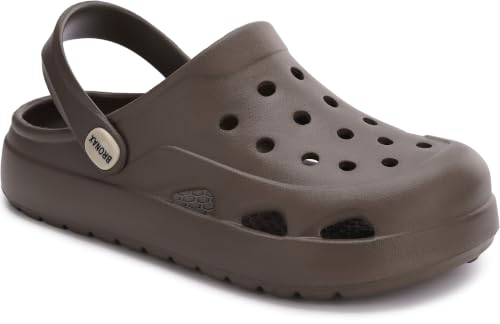 BRONAX Mens Garden Clogs Shoes with Arch Support 7 W/6 M Chocolate 39
