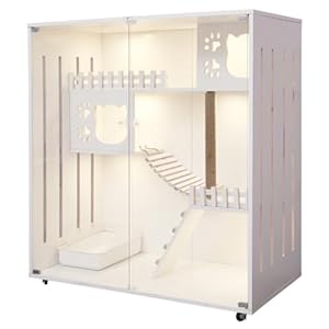 Cat House Cat Villa Solid Wood Cat Cage Home Indoor Cat Nest Cattery Cat Cabinet Cat Room Double Layer Extra Large Cat House House for Cats(A)