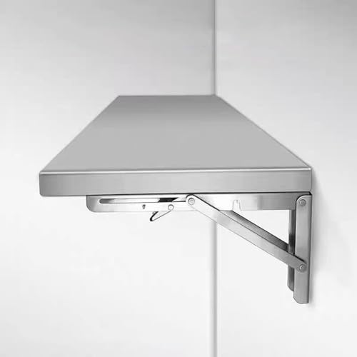 Table pliante murale en acier inoxydable 150x35cm avec supports durables