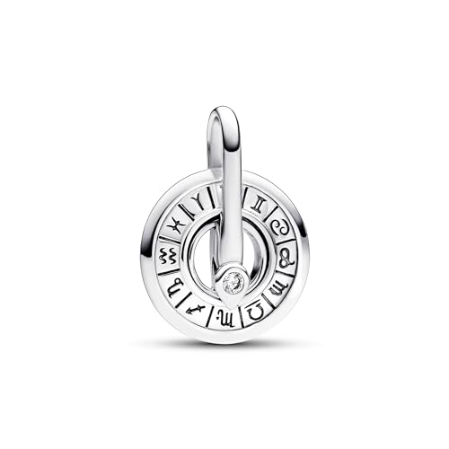 PANDORA ME Medaglione con ruota dello zodiaco, in argento Sterling con zirconia cubica trasparente