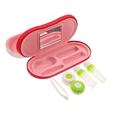 HONITANO Estuche Portátil para Gafas y Lentes de Contacto Doble Resistente al Desgaste Diseño Compacto para Exteriores y con Espejo Incorporado y Almacenamiento Multifunción