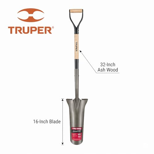 Pala de drenaje Truper Tru Pro 16 pulg con mango de madera premium miniatura 2