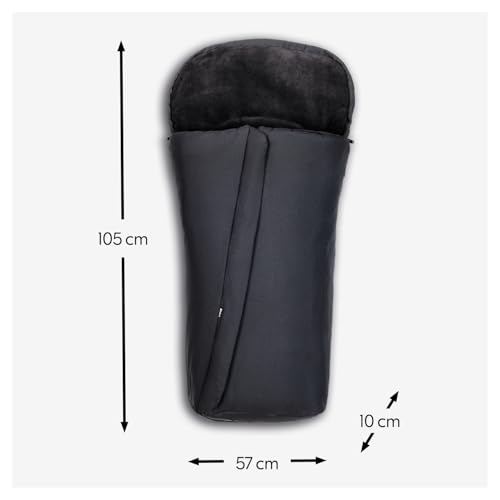 hauck Universal Fußsack für Buggys, Kinderwagen & Fahrradanhänger, Warm mit Fleece Innenfutter, Anti-Rutsch, 2 Wege Reißverschluss, Kapuze, Waschbar & Faltbar (Schwarz)