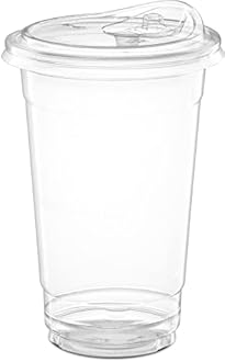 20 oz. Clear Cups with Straw less Sip-Lids, PET Crystal Clear Disposable 20 oz Plastic Coffee Cups with Lids [50 Sets]