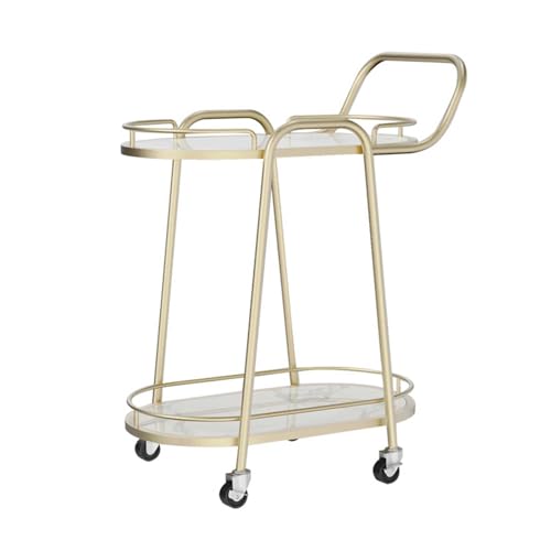 Carrito de cocina blanco con ruedas y 2 niveles de barra móvil 2