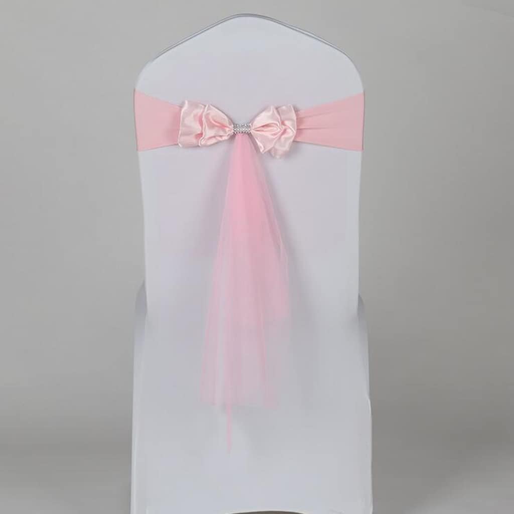 Chair Frames for Parties 10 – 50 Pieces Elegant Bow with Knot Rhinestone Mesh Chair Decoration Bows Elastic Ribbon for Wedding Celebration (Colour: D Dimensions: 20 cm 10) (L 20 cm x 50 cm)